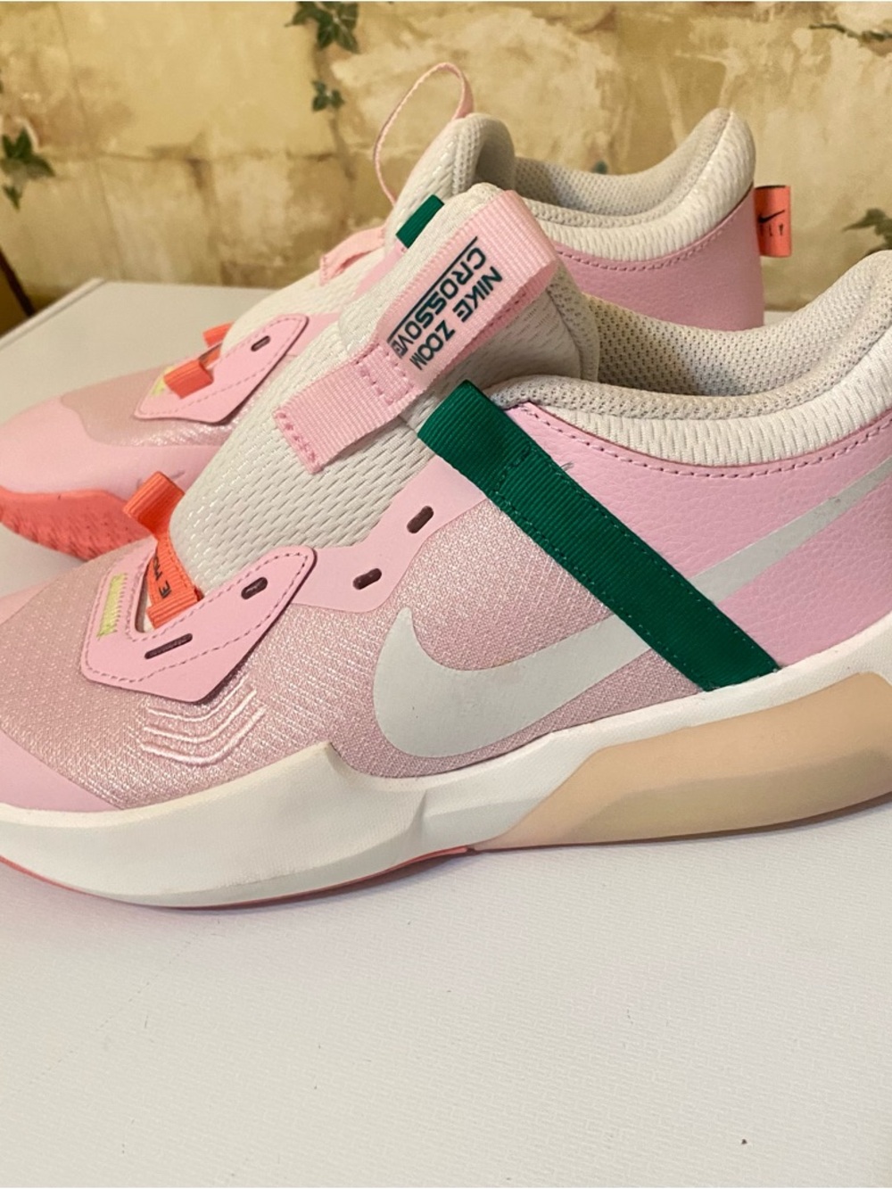 Nike Kids Pink and Green Slip-On Athletic Sneakers